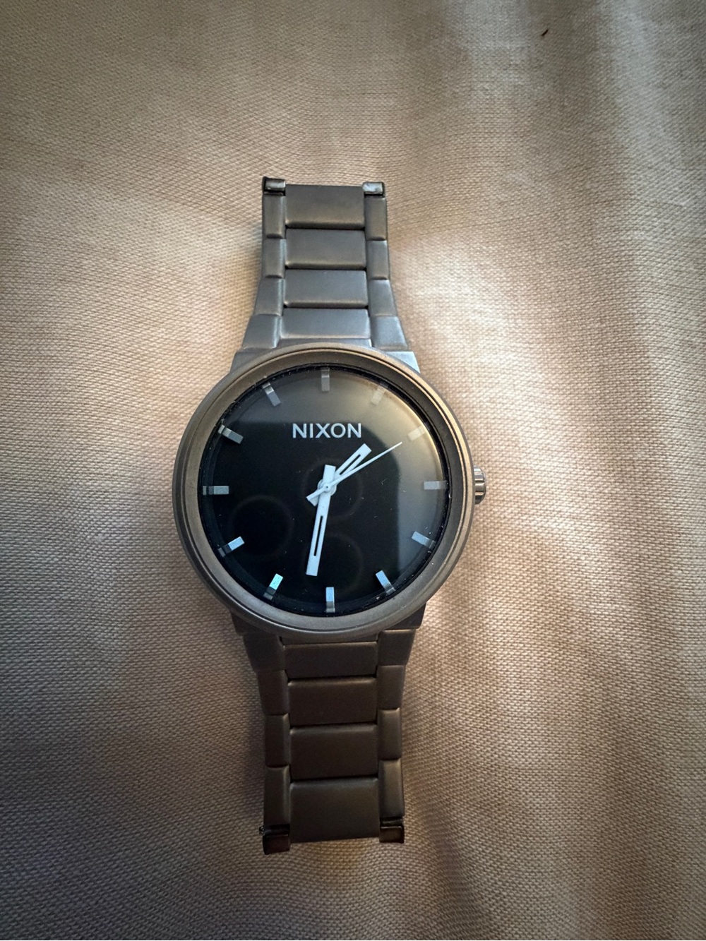 Nixon Black Dial Stainless Steel Watch - Gray Bracelet